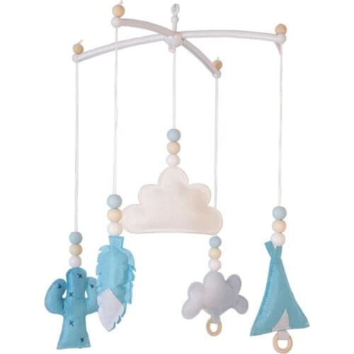 C5AF Baby Nordic Wooden Beads Wind Chimes Crib Bed Bell Mobile Rattles Kids Room Hanging Decorations Toy