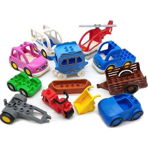 Trailer Car Motorcycle Boat Big Building Blocks Collocation Vehicle Accessory Kid DIY Toys Compatible Big Size Bricks Set Gift