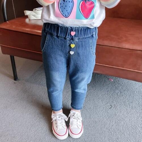 Girls Jeans Heart Pattern Jeans Baby Casual Style Jeans Girls Spring Autumn Baby Girl Clothes
