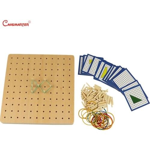 Wooden Board Geometric Rubber Band Materials Montessori Sensorial Math Toys Preschool Children Safe Wood Games 3-6 Years SE069-3