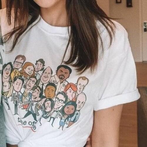 Unisex The Office TV Shows Characters Cartoon Funny T-Shirt Cute White Printed Tee Michael Scott Dwight Shirt