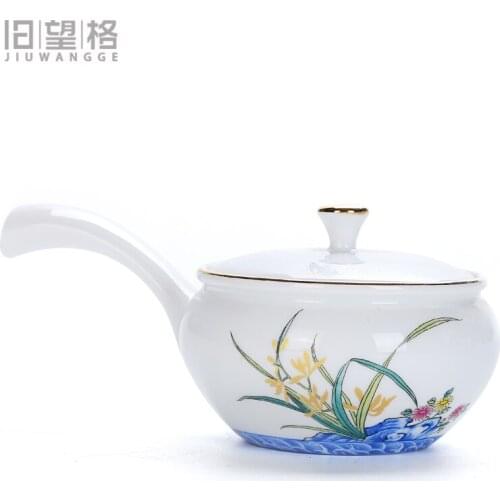 Ceramic Kung Fu tea ceremony maker set side pot Japanese style blue fragrant teapot white porcelain small teapot teaware