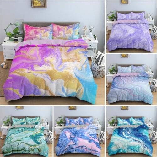 Marble Texture Abstract Bedding Set Duvet Cover Trendy Artistic Style Bedclothes With Pillowcase King Queen Home Textiles 2/3pcs