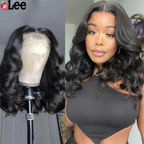 Short Bob Closure Wig Body Wave 13x4 Lace Front Human Hair Wigs for Black Women Peruvian Natural Pre Plucked Hairline Remy