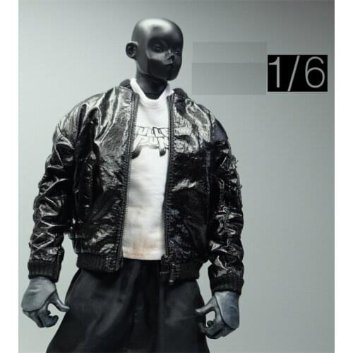Best Sell 1/6th Fashion Black Shiny Jacket Coat For Usual 12inch Male Body Figures Accessories