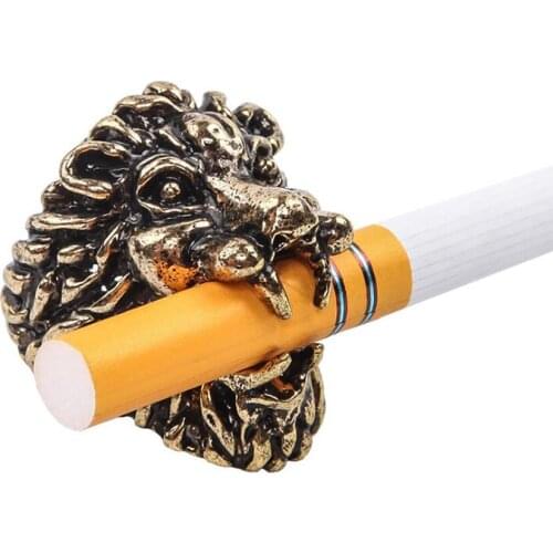 Metal Animal Head Cigarette Holder Smoking Ring Holder Cigarette Holder Ring Protect Your Fingers for Men Women, L 18mm, XL 19mm