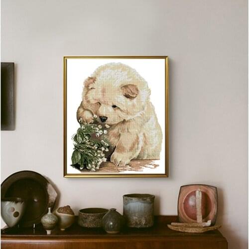 Bear Stamped Cross Stitch Kits Animal Patterns Printing 14CT 11CT Counted Cross Stitch Kits Handmade Embroidery Needlework Sets