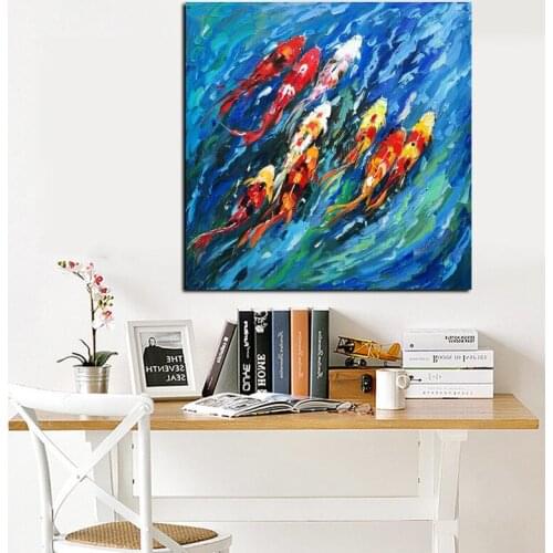 Big size Wall Art Picture Traditional Chinese ABSTRACT Painting Colorful Koi Fish Canvas Prints For Living Room Cuadros Decor