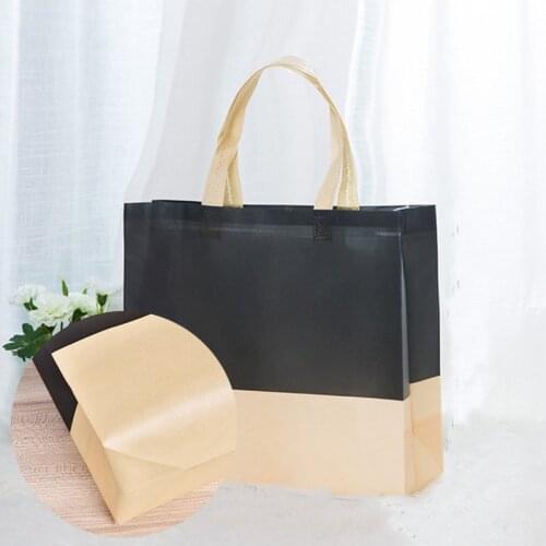 New Eco Friendly Foldable Shopping Bag Large Reusable Non-Woven Tote Bag Colorblock Portable Storage Handbag Travel Shopper Bag