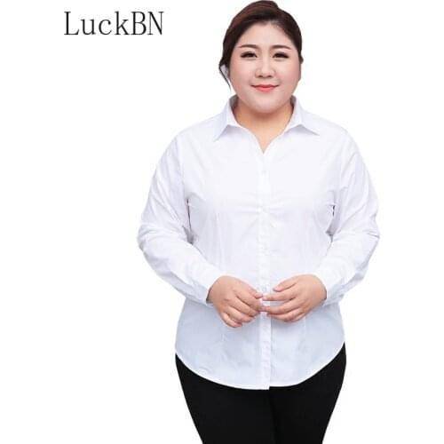 Formal White Blouse Women Clothing Plus Size Long Sleeve OL Lady Work Shirts Blue Office Blouses Ladies Extra Large 5XL 6XL 8XL
