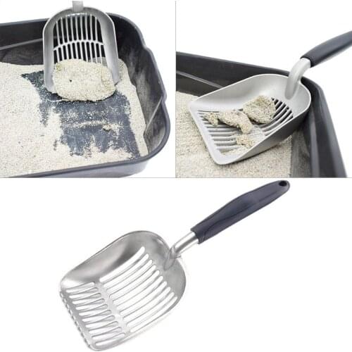 1 Piece Metal Cat Litter Scoop Sifter Pet Litter Cleaning Shovel With Rubber Handle High capacity For Big Cat Filter Pet Clean