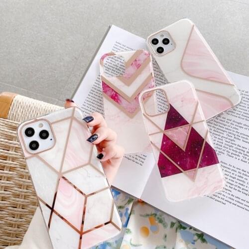Fashion Luxury Splice Marble Phone Case For iphone 11 12 mini Pro Max XS Max X XR 7 8 Plus SE 2020 Soft Shockproof Cases Cover