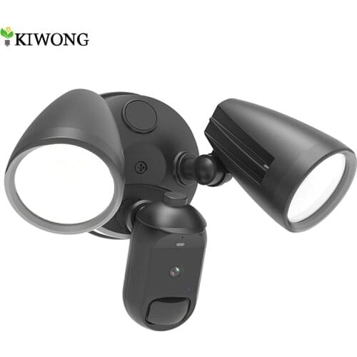 Floodlight Camera Motion Sensor Outdoor Light with 1080P WiFi Home Security Cam Alexa Waterproof Wide View 2500lm Night Vision