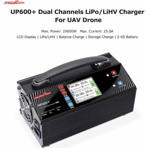 Ultra Power UP600+ 2x 600w 25A 2-6S Dual Channels Lipo LiHV Charger for UAV Drone Charger