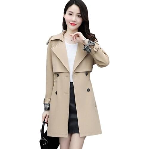 Windbreaker Women 2021 Spring Autumn New Korean Casual Parka Overcoat Plus Size Womens Double Breasted Trench Coat Lining 3XL