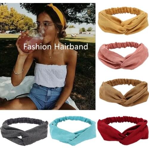 2021 Women Solid Headband Turban Elastic Headwear Head Wrap Women Hair Accessories for Women Striped Hair Bands