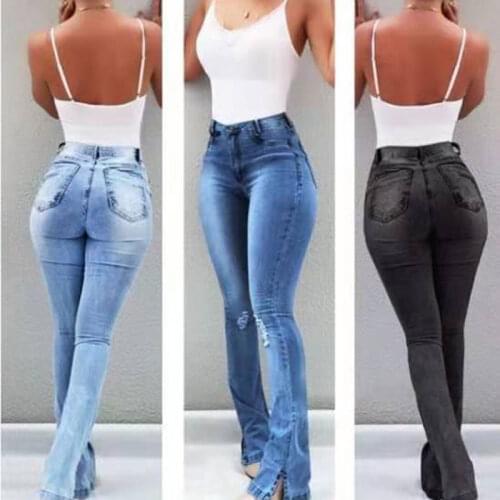 Women High Waist Retro Jeans Flare Pants Stretch Slim Bell Bottom Denim Trousers NYZ Shop