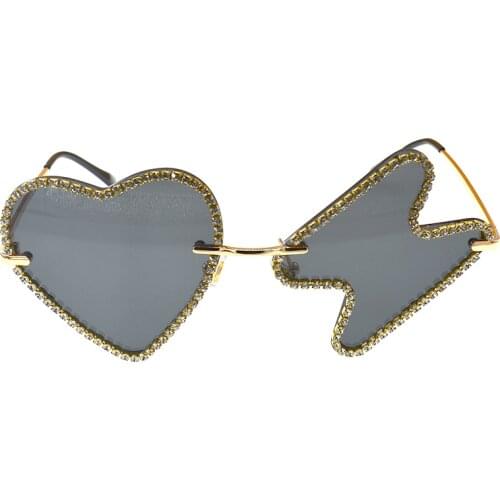 Women Vintage Pink Heart Lightning Shaped Sunglasses Lovely Sun Glasses For Ladies Cute Sexy Cool Asymmetrical sunglasses