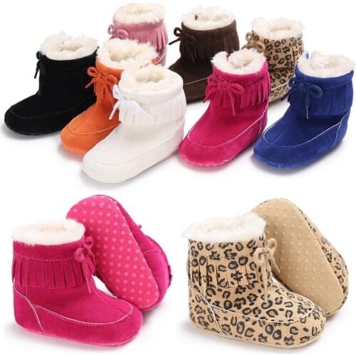 Winter Bow Fringe Newborn Baby Girls Princess Winter Boots First Walkers Soft Soled Infant Toddler Kids Girl Footwear Shoes