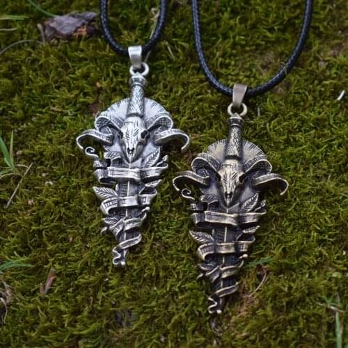 1pcs Punk Vintage Ram Skull And Sword Pendant Men Jewelry Gothic Gifts Party Jewelry