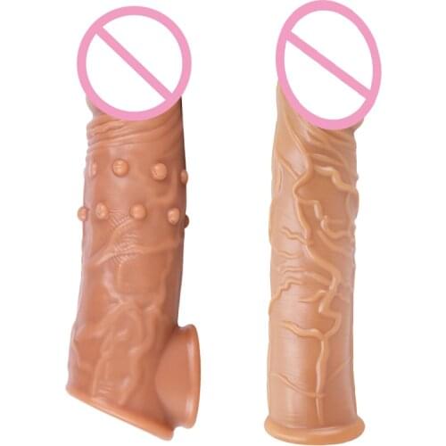 2 Tyeps Penis Extender Sleeve Reuseable Condom Penis Enlargement Delay Ejaculation Sex Toys For Men Adult Sex Shop