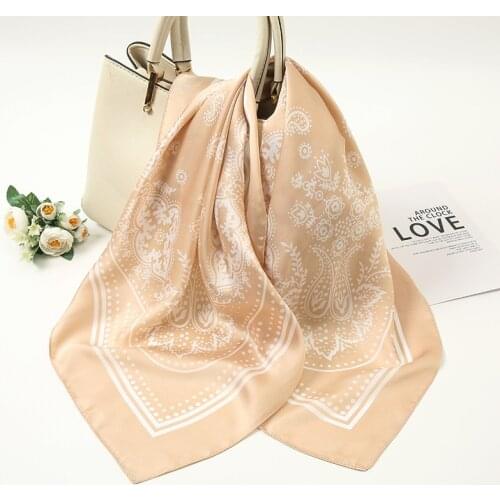 2021 Silk Satin Print Small Head Neck scarf Fashion Square Silk Scarf Women Headscarf Kerchief Female Bandana Shawl Accessories