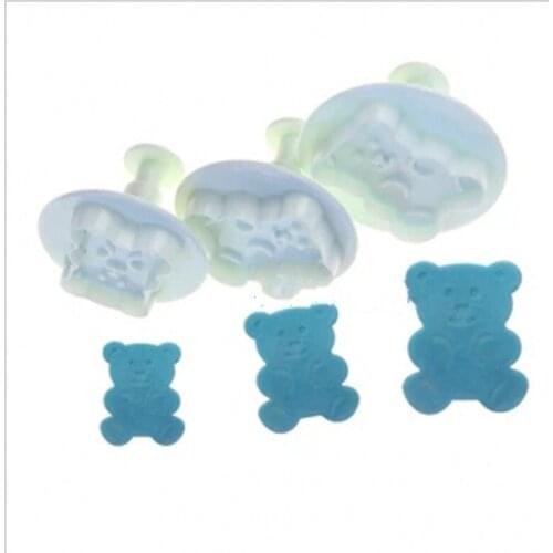 3pcs/ Lot Plastic Fondant Cake Sugar Craft Decoration Cookie Cutter Bear Spring Plate Biscuit Kitchen Cooking Cake Tool