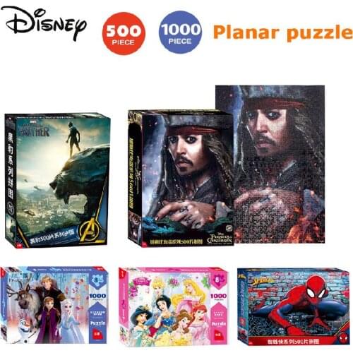 500/1000pcs Disney Princess Frozen Original Black Panther Plane Paper Puzzle Adult Antistress Children Educational Toy Gift