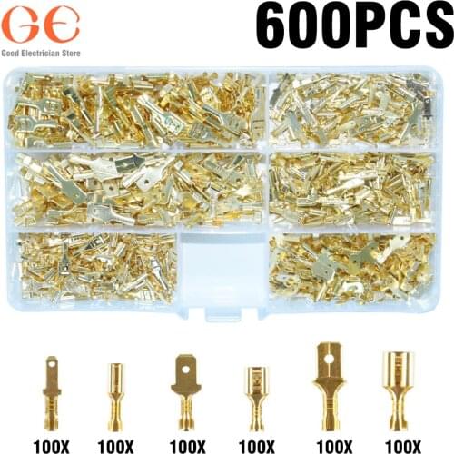 600Pcs 2.8/4.8/6.3mm Male Female Spade Connectors Wire Crimp Terminal Block with Insulating Sleeve Assortment Kit terminal
