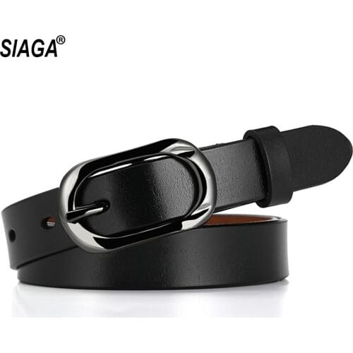 Ladies Pin Buckle Metal Cowskin Genuine Leather 23mm Wide Female Thin Styles Decorative Accessories for Women FCO101