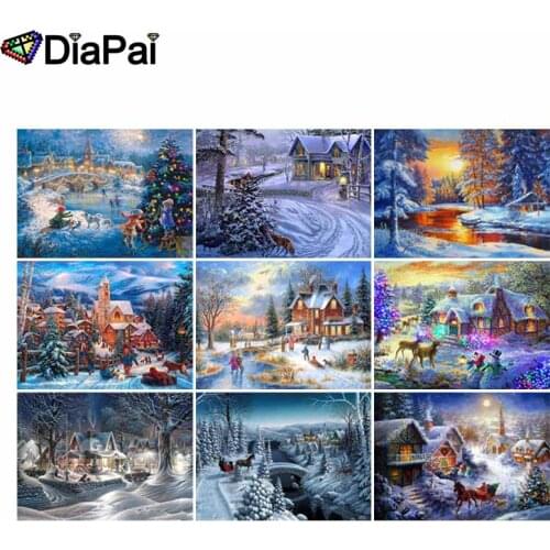 DIAPAI 5D DIY Diamond Painting 100% Full Square/Round Drill "House snow scene" 3D Embroidery Cross Stitch Home Decor