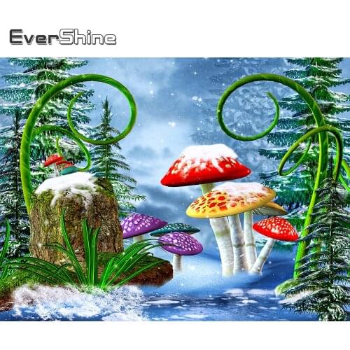 Evershine Diamond Embroidery Mushroom Landscape Diamond Painting Winter Cross Stitch Sale Mosaic DIY New Arrival Wall Art