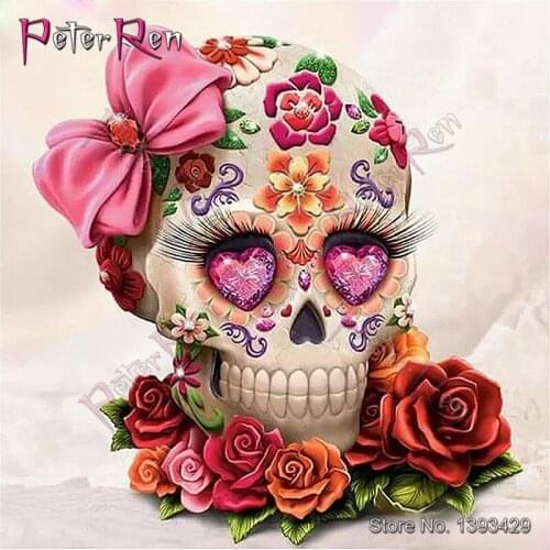 DIY resin Diamond Painting Skull rose 3D Square Mosaic Embroidery 5D Round rhinestone crystal Drill Full Cross Stitch Sticker