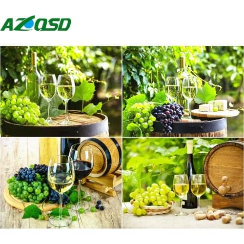 AZQSD Diamond Mosaic Red Wine Cross Stitch Kits Full Square Drill Diamond Painting Scency Picture Of Rhinestones Home Decoration