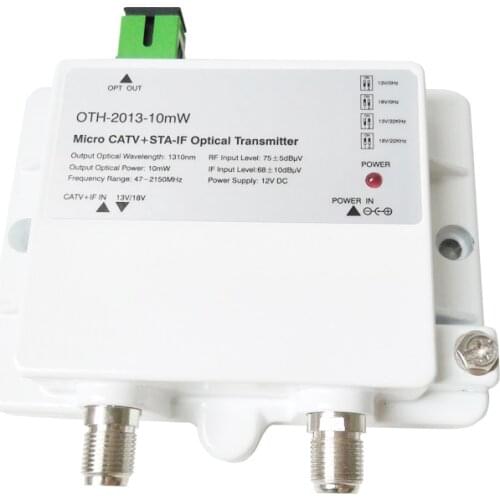 CATV+STA-IF 47-2150MHz micro catv optical transmitter OTH-2013-10mW FTTH 1310nm single mode 12V DC catv optical transmitter