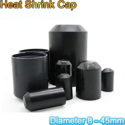 5PCS Black 2:1 Heat Shrink Caps Adhesive Glue Lined High-voltage Cable Insulation Protection Sealing Head