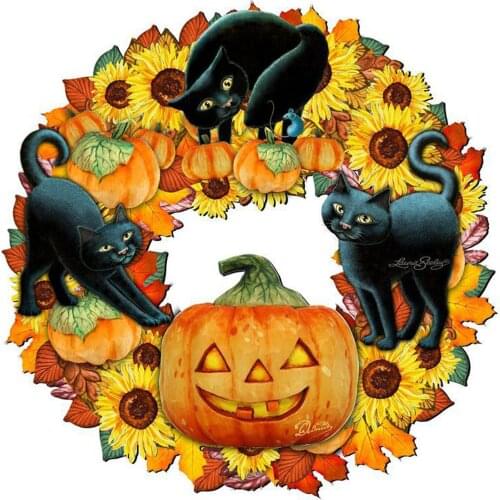 Decorative Pendant Sunflower Pumpkin Cat Print Doorplate Hanging Ornament for Wall Door Window Home Decor