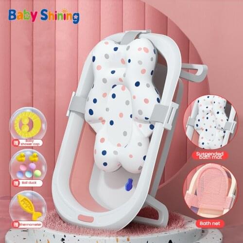 Baby Shining Folding Bath Tub Large Size Infants Bathtub 0-6 Years Newborn Baby Products Bath Seat Bathtub for Kids