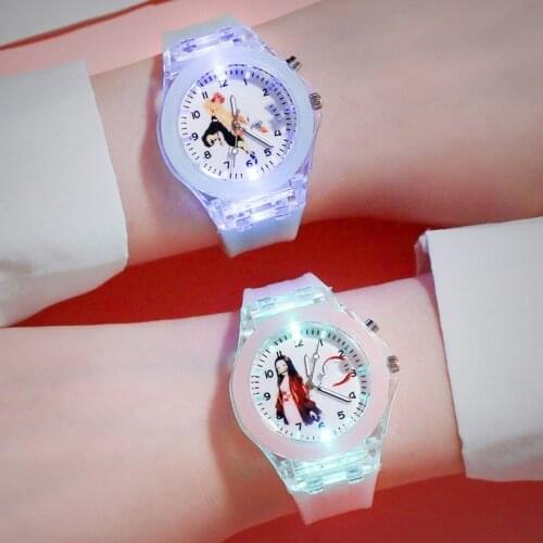 Childrens Cartoon Student Watch Girl Luminous Colorful Watch Student Silicone Colorful Lights Watch Gifts for Girl Kids Watch