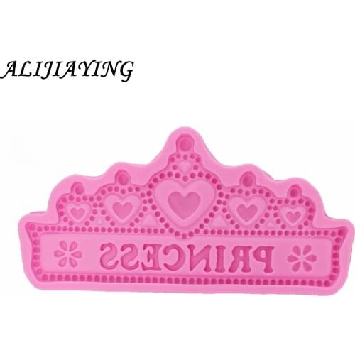 Cake Decoration tools Princess Crown Silicone mold baking Heart of love candy confeitaria Fondant Moulds clay/rubber D0949