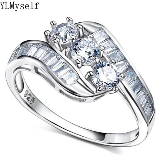 Real Luxury 925 rings jewelry anniversary gift shiny cubic Zirconia fine jewellery Beautiful top quality sterling silver ring