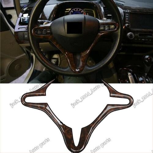 For Honda Civic FD2 2006 2007 2008 2009 2010 2011 Wood grain Steering Wheel Cover Glossy Inner Trim