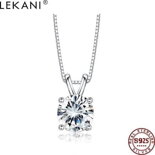 LEKANI Silver 925 Jewelry Choker Statement Necklaces For Women Luxury Round CZ Zircon Pendant Necklace Wedding Engagement Gift