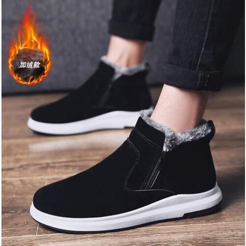 Men ankle Boots plush Winter Shoes For Men Snow Boots Waterproof Winter Footwear snow shoes 2020Hot new outdoor work Cotton shoe