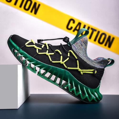 2021 New Blade Sneakers Men Breathable Sock Running Shoes Damping Sport Casual Footwear Fashion Camouflage Trainers Big Size 46