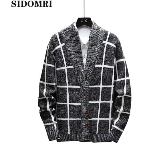 Men sweater coat v-neck collar Thread striped wool sweater winter purple blue patchwork knit cardigan single-breasted ins
