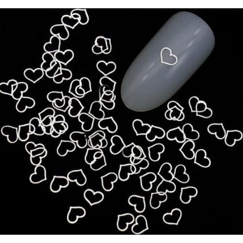 100 Pcs Metal Heart-shaped Frame Rhinestones Nail patch Decals for manicure ultra-fine metal ornaments for nail art decoration