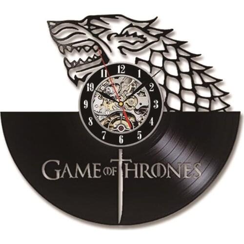 Thrones Vinyl Record Wall Lamp Clock Home Bar Decor Quartz Movemen Crafts Decor 7colors Light