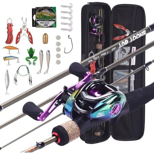 NEW TOP Selling Fishing Rods And Reels 4 Section Carbon Rod Baitcasting Reel Travel Fishing Rod Set With Full Kits Carrier Bag