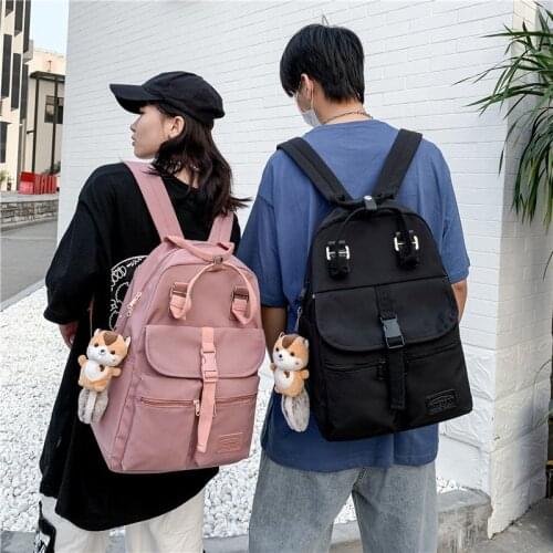 2021 Unisex Solid Color Backpack Bag Boys Girls Teen Schoolbag Waterproof Outdoor Business Bag Men High Capacity Travel Backpack